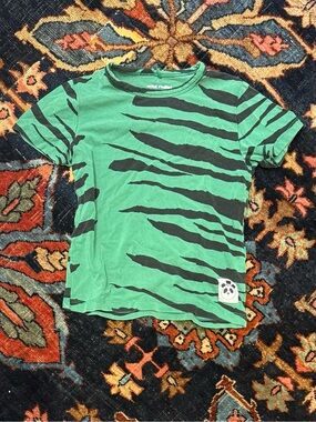 Mini Rodini Green and Black Tiger Stripe Tee Size 92/98